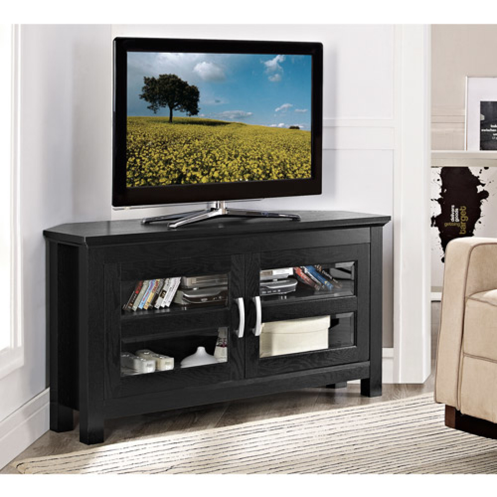 Corner Tv Stand Entertainment Unit Cd Storage Dvd Fits Up To 48