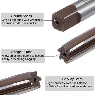 10Pcs Hand Reamers Set 3mm-12mm H7 Metric Alloy Steel Reamer Bit Straight Flutes