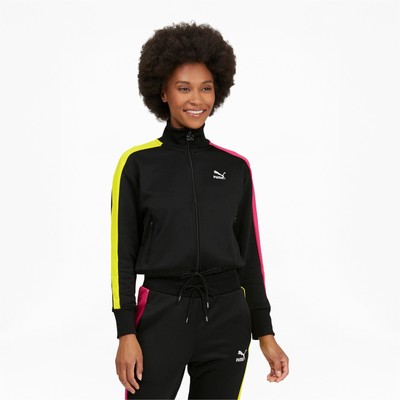 

Puma Iconic T7 Crop FullZip Jacket Женская черная повседневная спортивная верхняя одежда 531623, Черный, Puma Iconic T7 Crop FullZip Jacket