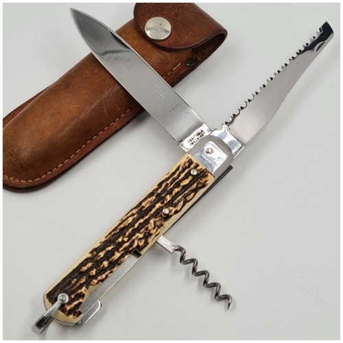 Couteau de Chasse VÉRITABLE ISSARINOX Lastere Marseille avec ancien étui cuir
