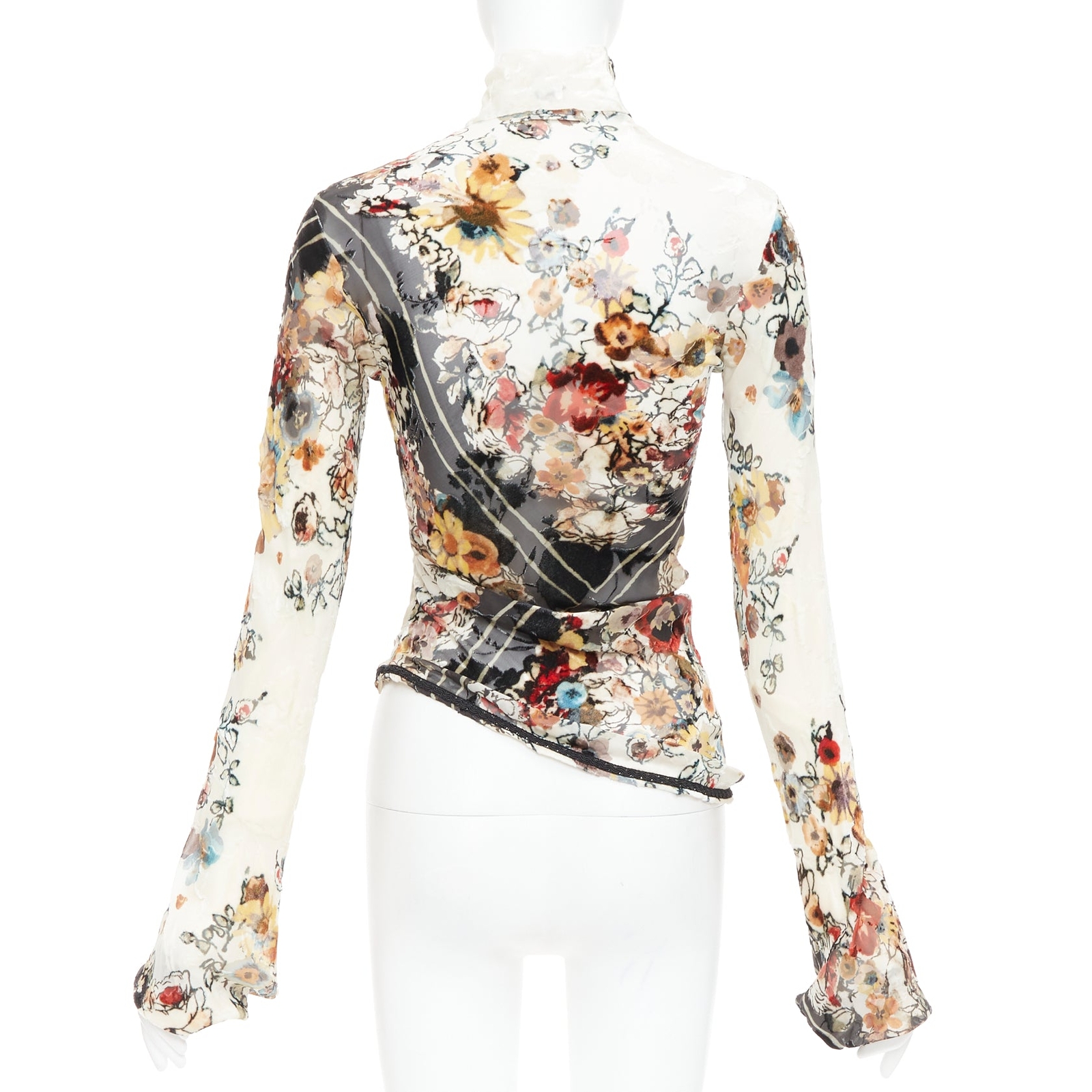 rare JEAN PAUL GAULTIER Vintage cream floral qipao devore