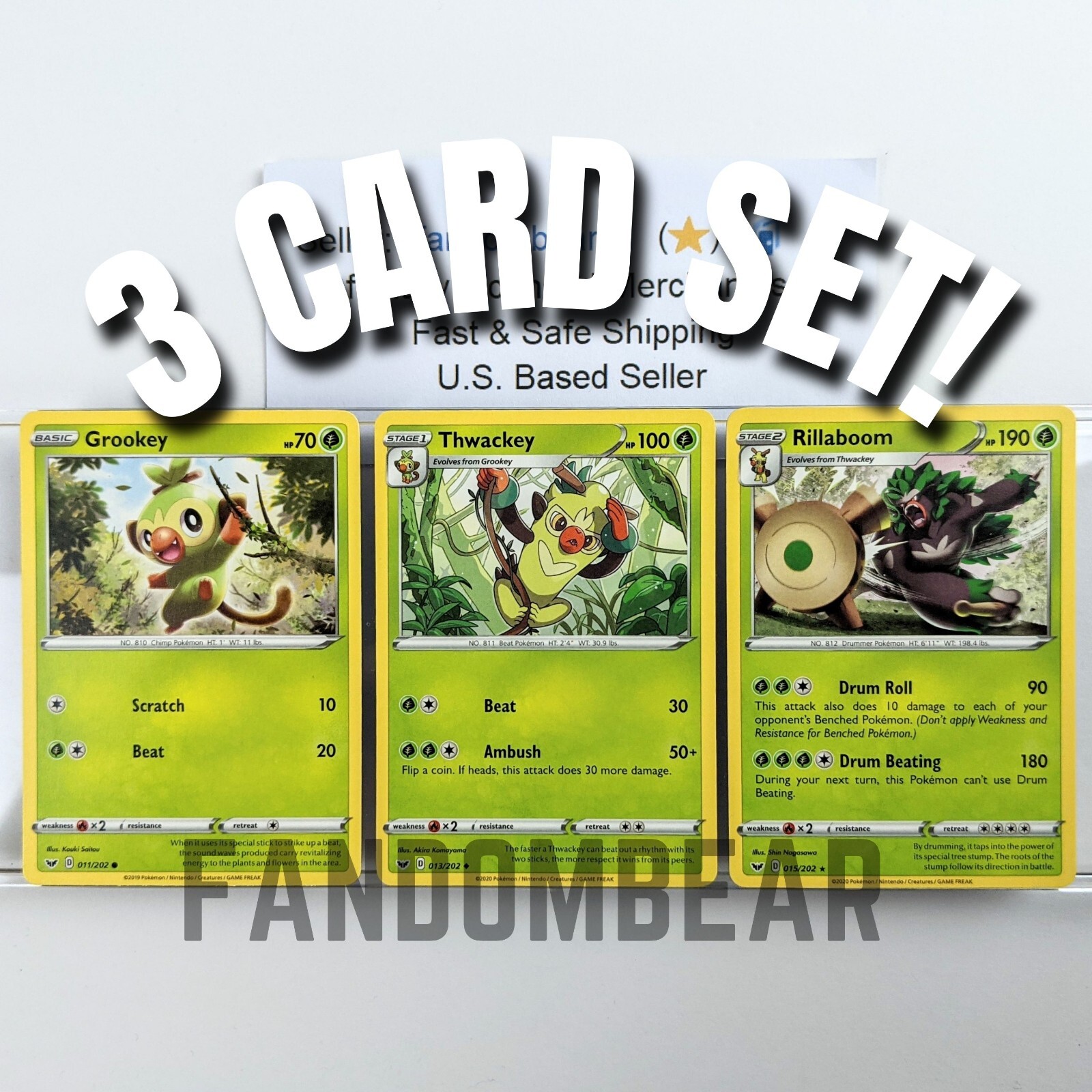 かわいい！ 3 RILLABOOM THWACKEY GROOKEY CARD Sword 2020 SET EVOLUTION キーホルダー・アクリルキーホルダー