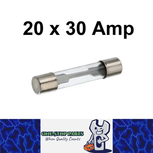 20 x 30AMP GLASS FUSES 3Ag VINTAGE CAR GLASS FUSES 32MM X 6MM 30 AMP 20pcs