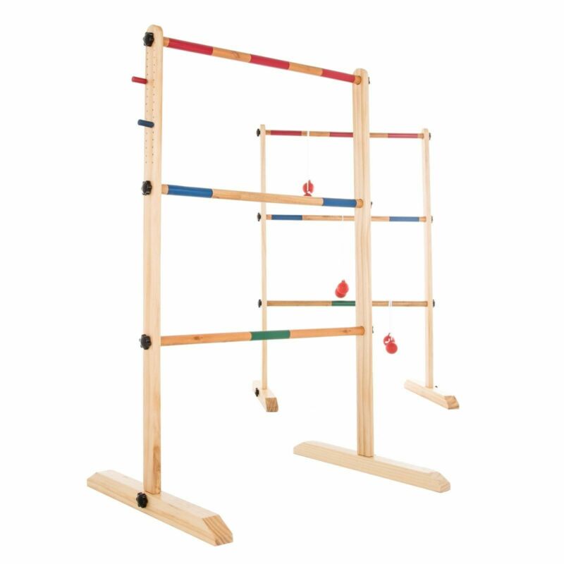 Double Wooden Ladder Toss Backyard Game with 6 Bolas Lawn Family Party Game