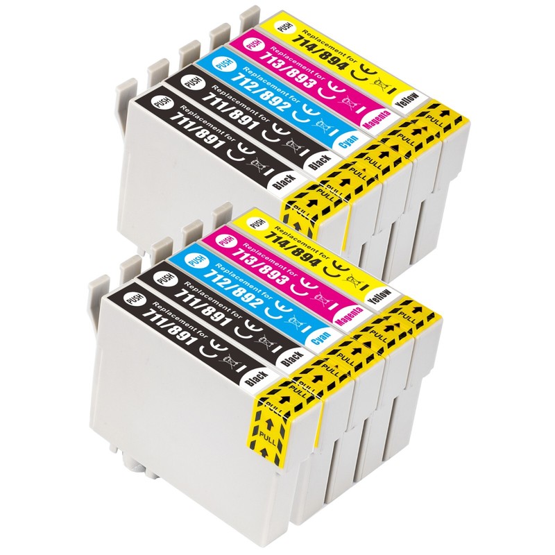 10 Druckerpatronen Tinte T0711-0714 FÃ¼R Epson Stylus Dx4050 Dx4400 Dx4450 Dx5050