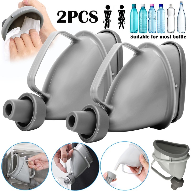 2Pcs Portable Potty Pee Funnel Men Women Emergency Urinal Device