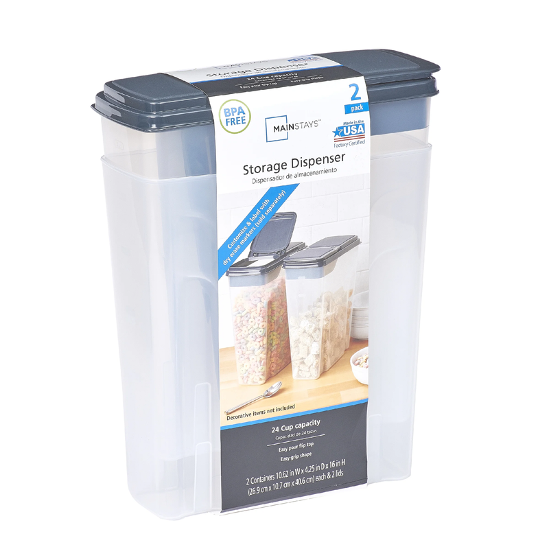 2-Pack Plastic Cereal Keeper Storage Containers, Kitchen Pantr...