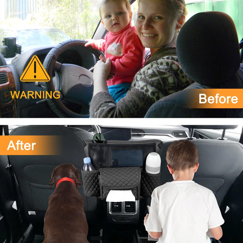 Car Purse Holder Between Seats Multifunctional Car Seat Back Organizer Black ♫