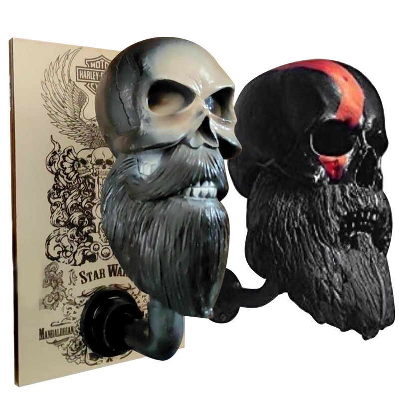 Wall Mount Skull Motorcycle Helmet Resin Holder Hook Jacket Bags Rack Hanger
