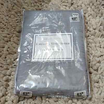New Bed Bath Beyond Crushed Gray Voile Window Sheer 63 in long 50 W Rod pocket