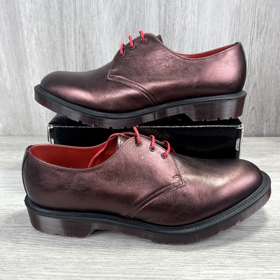 Dr. Martens 1461 Eye Oxfords Metallic Burgundy Leather Sz 13 Mens Platform Shoes