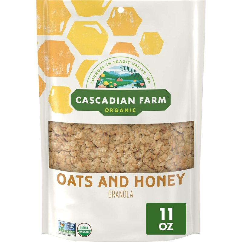 Cascadian Farm Organic Granola, Oats and Honey Cereal, Resea