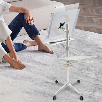 Portable Mobile Rolling Laptop Cart Table Computer Stand Sliding Desk Platform