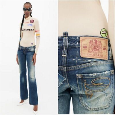 【送料&関税込】Dsquared2 Logo Patch Flared Jeans Dsquared2 Bob Patchwork Flared Jeans new with tags | eBay