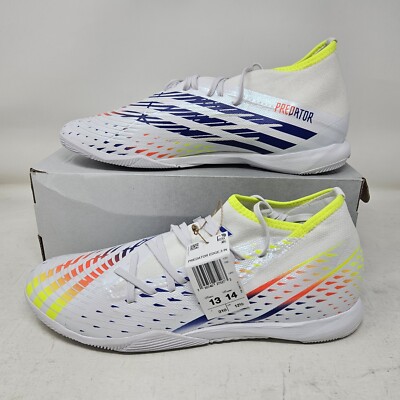 Men s Adidas Predator Edge.3 White Yellow Indoor Soccer Shoe / GV8517  / Size 13