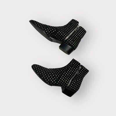 Balmain Men's Black Goat Suede Studded Ankle Boots Size 44 IT