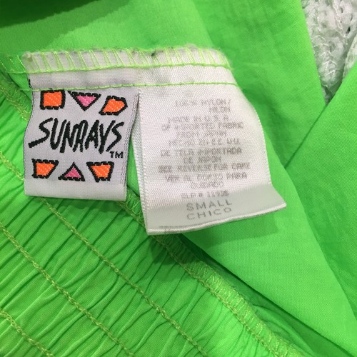 Vintage 80s 90s SUNRAYS Neon Green Nylon Shorts Size Small