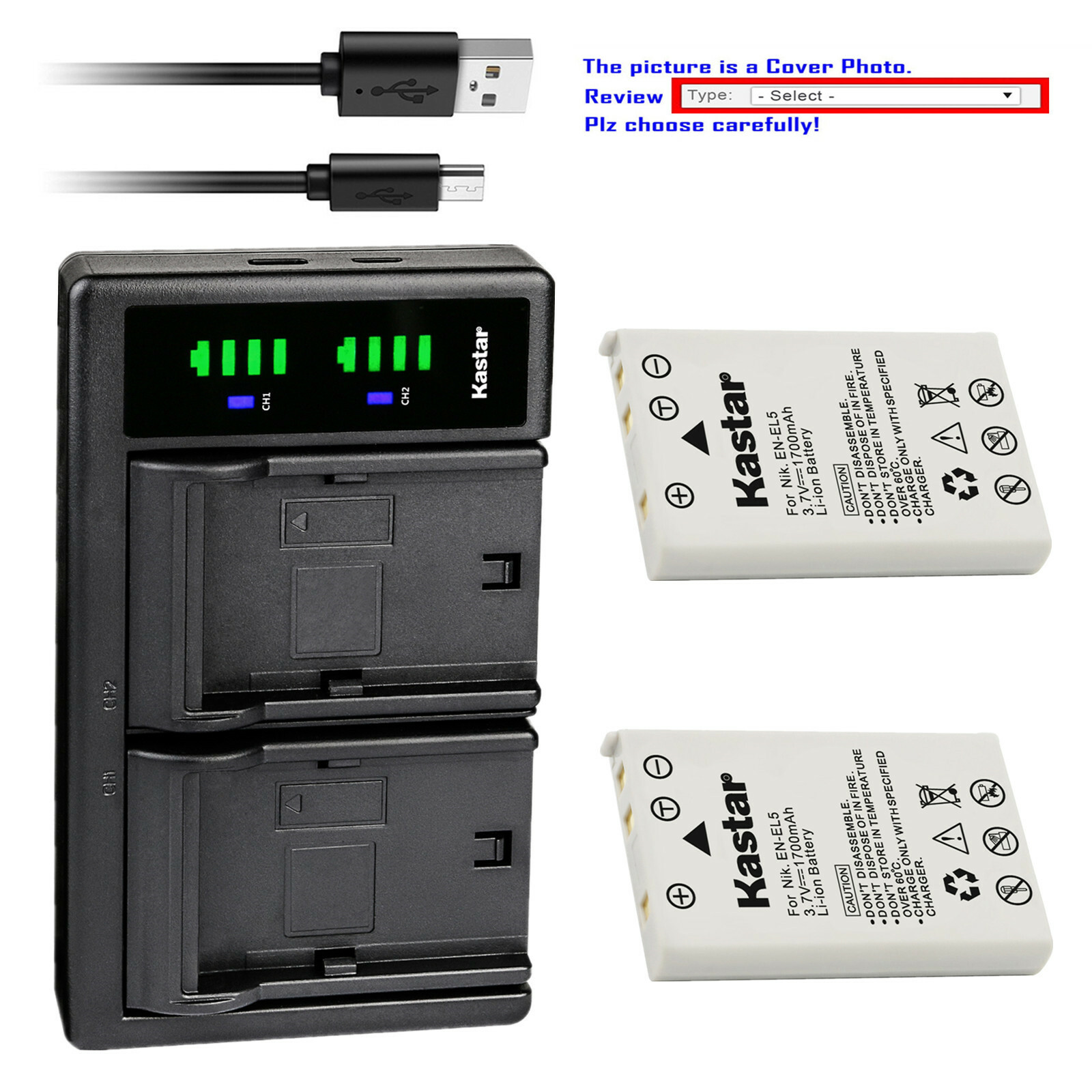 Kastar Battery LTD2 Charger for Nikon EN-EL5 MH-61 & Nikon Coolpix 5200 Camera