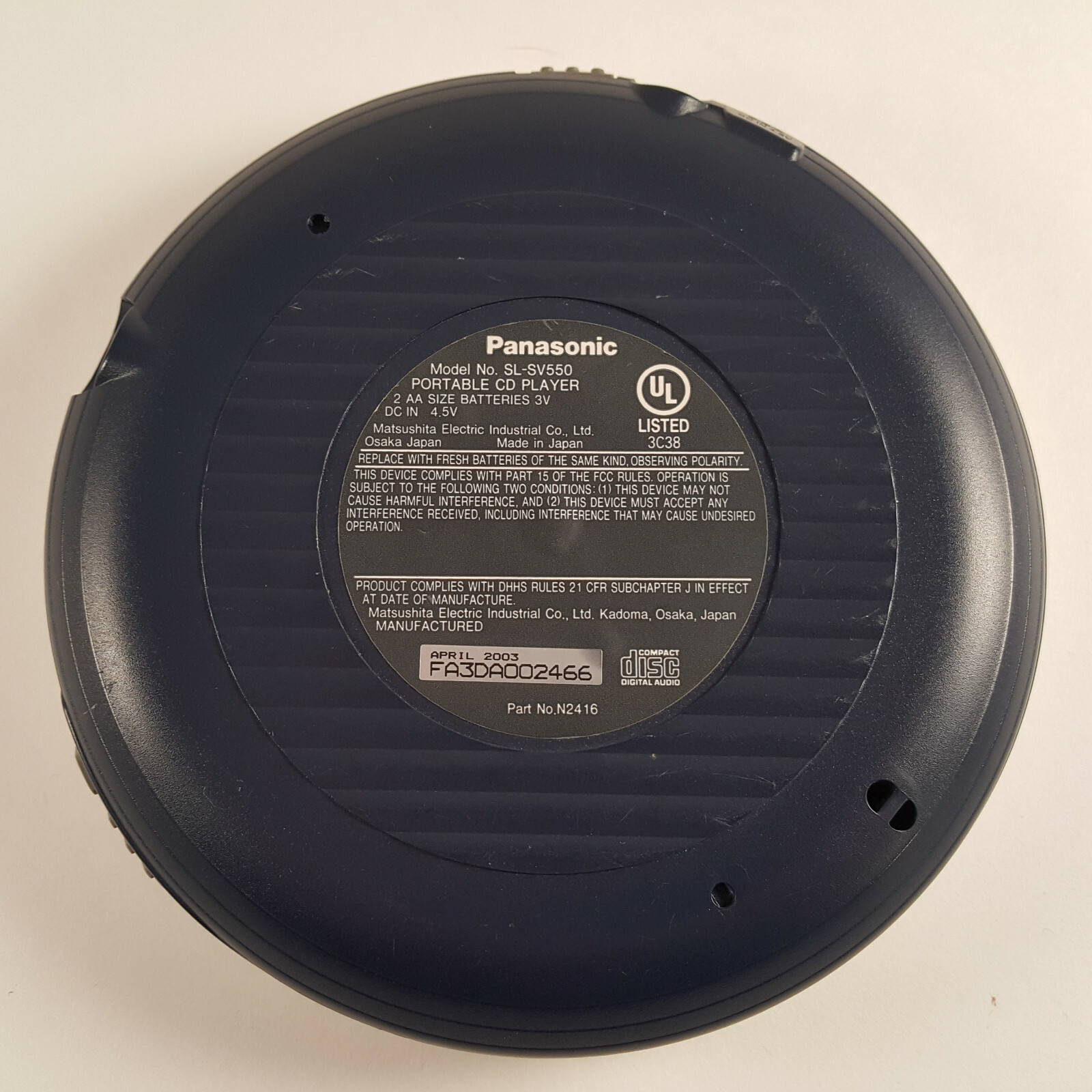 Panasonic SL-SV550 Portable MP3 CD Player FM/AM Radio Anti-Skip TESTED FREE SHIP