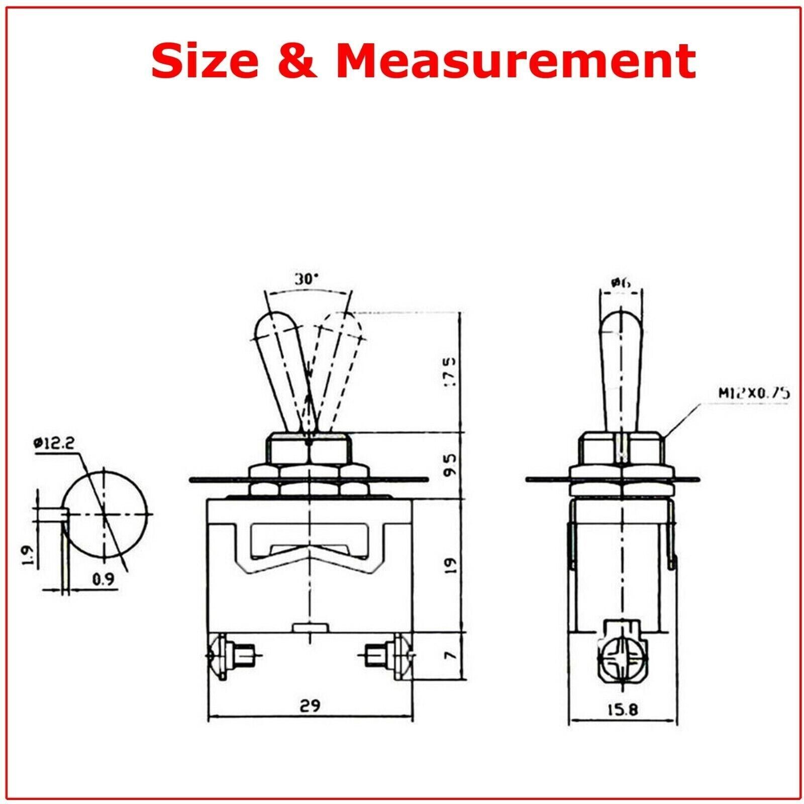 5PCS 12V SPST Solid Metal Toggle Switch ON/OFF Single Pole Marine Automotive