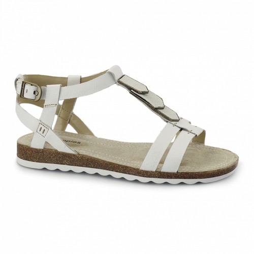 ladies white flat sandals