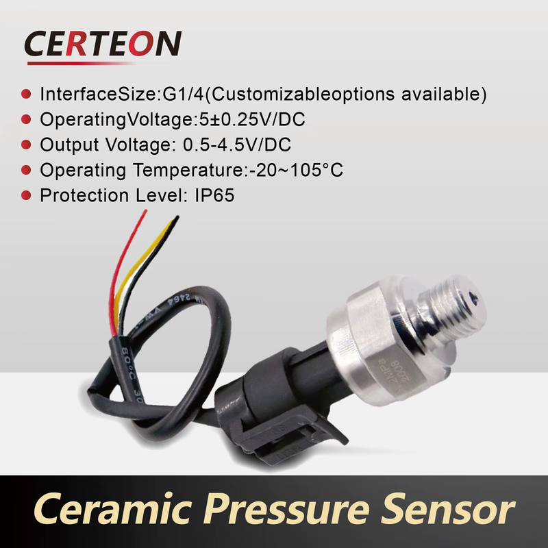 HK1100C G1/4 Stainless Steel Pressure Transducer 0.5‑4.5V Output for Boiler Air