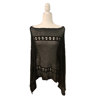 Chico's | Black Crochet Poncho Swim Suit Cover Up Layering One Size