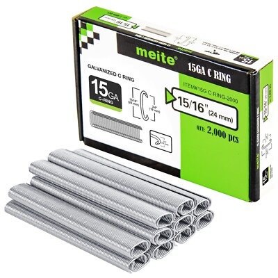 Meite SC7-15GA 3/4'' C/Hog Ring Staples in Gal/Stainless Steel, 2000/10000 Pcs