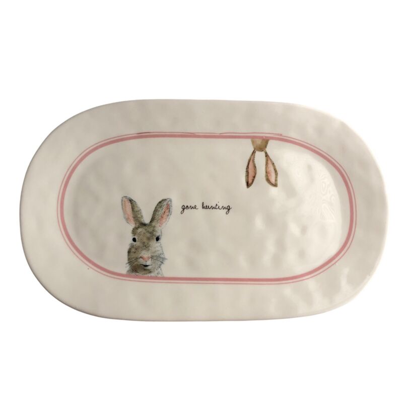 Rae Dunn Artisan Collection Easter Bunny Ears GONE HUNTING Platter by Magenta 