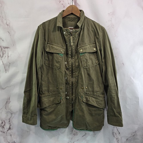 Diesel Jacket Mens Medium Green Zip Moto Zip Mock Field