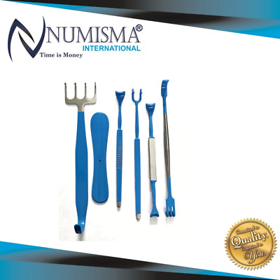 Surgical Insulated Retractor Set of 6 Pcs Blue Color Plastic Surgery Instruments