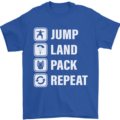 Skydiving Jump Land Pack Funny Skydiver Mens T-Shirt 100% Cotton