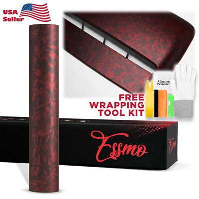 ESSMO PET Marble Forged Matte Carbon Fiber Red Car Vehicle Vinyl Wrap Decal