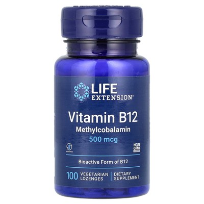Vitamin B12, Methylcobalamin, 500 mcg, 100 Vegetarian Lozenges