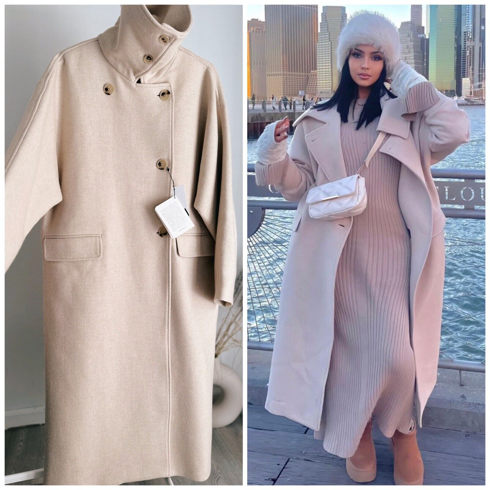 ZARA WOOL BLEND OVERSIZED MANTECO FABRIC COAT RUNS BIG LIGHT ZARA WOOL BLEND OVERSIZED MANTECO FABRIC COAT RUNS BIG LIGHT