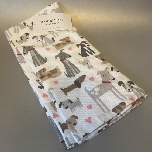 S Set Cotton Dogs Hearts Set Of 2 Multicolor New