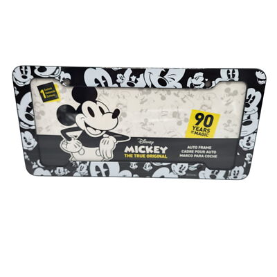 Chroma Disney Mickey Mouse Faces Auto License Plate Holder Frame Black & White