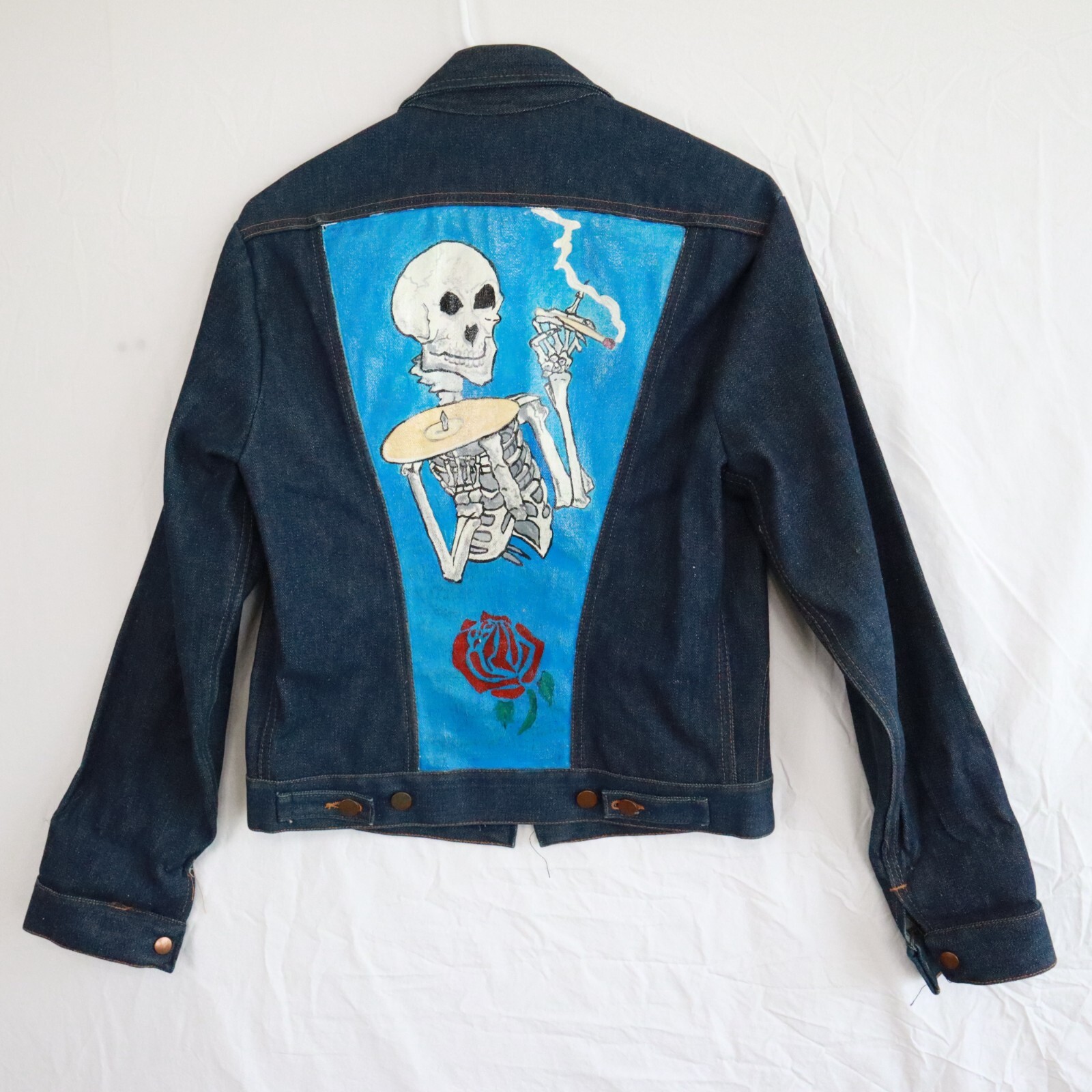 【2plan】Undead China Neck Denim Jacket Slim Fit Denim Jacket Men Street Fashion Zipper Mandarin