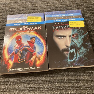 Spider-Man: No Way Home + Morbius (Blu-ray, Marvel Lot) New Sealed W/ Slipcovers