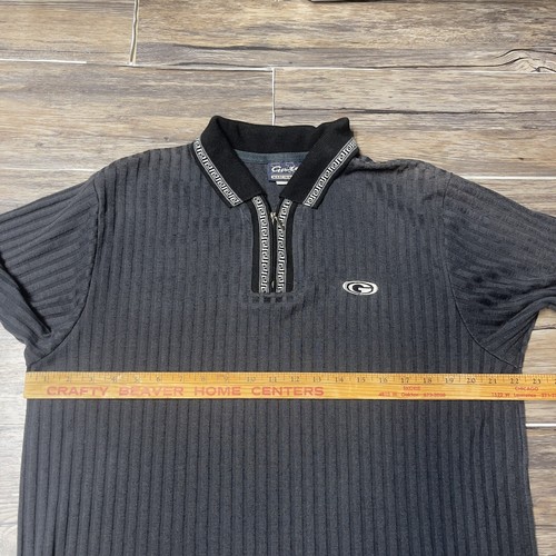 Vintage LA Gate Front Zippered Polo Short Sleeve Shirt Black Made In USA EUC