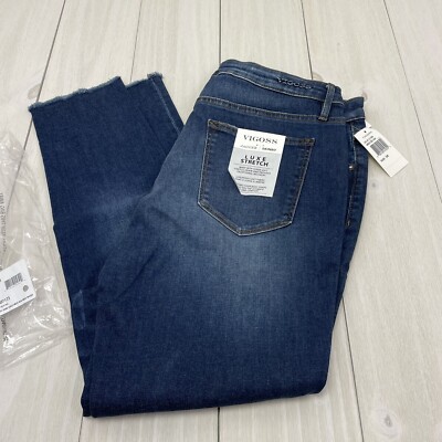 Vigoss Womens The Jagger Skinny Jeans Raw Hem Length 27 Stretch 34  Waist