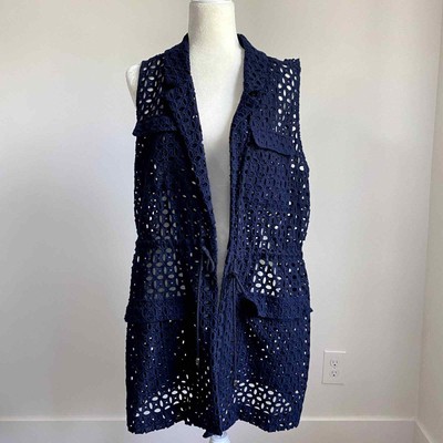 Chico's Navy Eyelet Swim Cover-Up