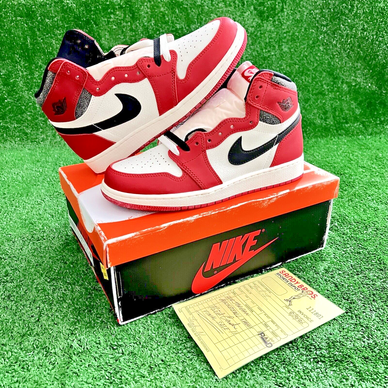 Pre-owned Jordan Nike Air  1 High Og Retro Chicago Reimagined Lost & Found Fd1437-612 Sz 7y In Red