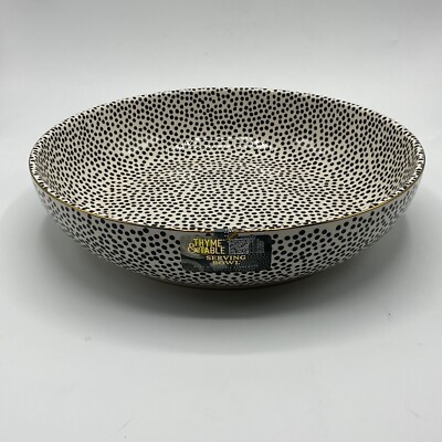 Thyme & Table Serving Bowl Large Stoneware Pasta Dish Dinnerware Dot 11 