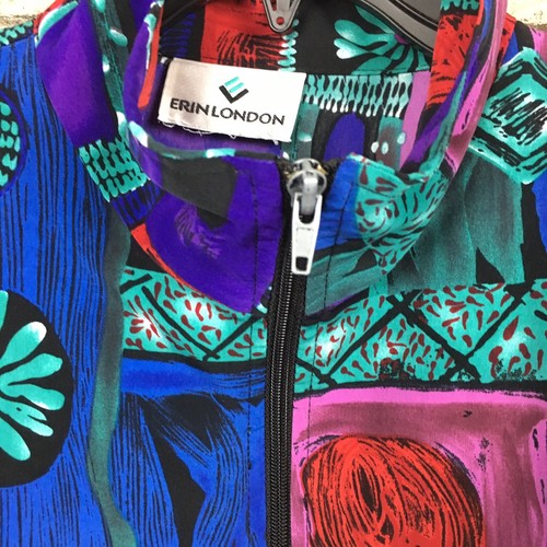 Vtg 90s Erin London Windbreaker ADULT XL Vintage retro Bold Full Print All Over