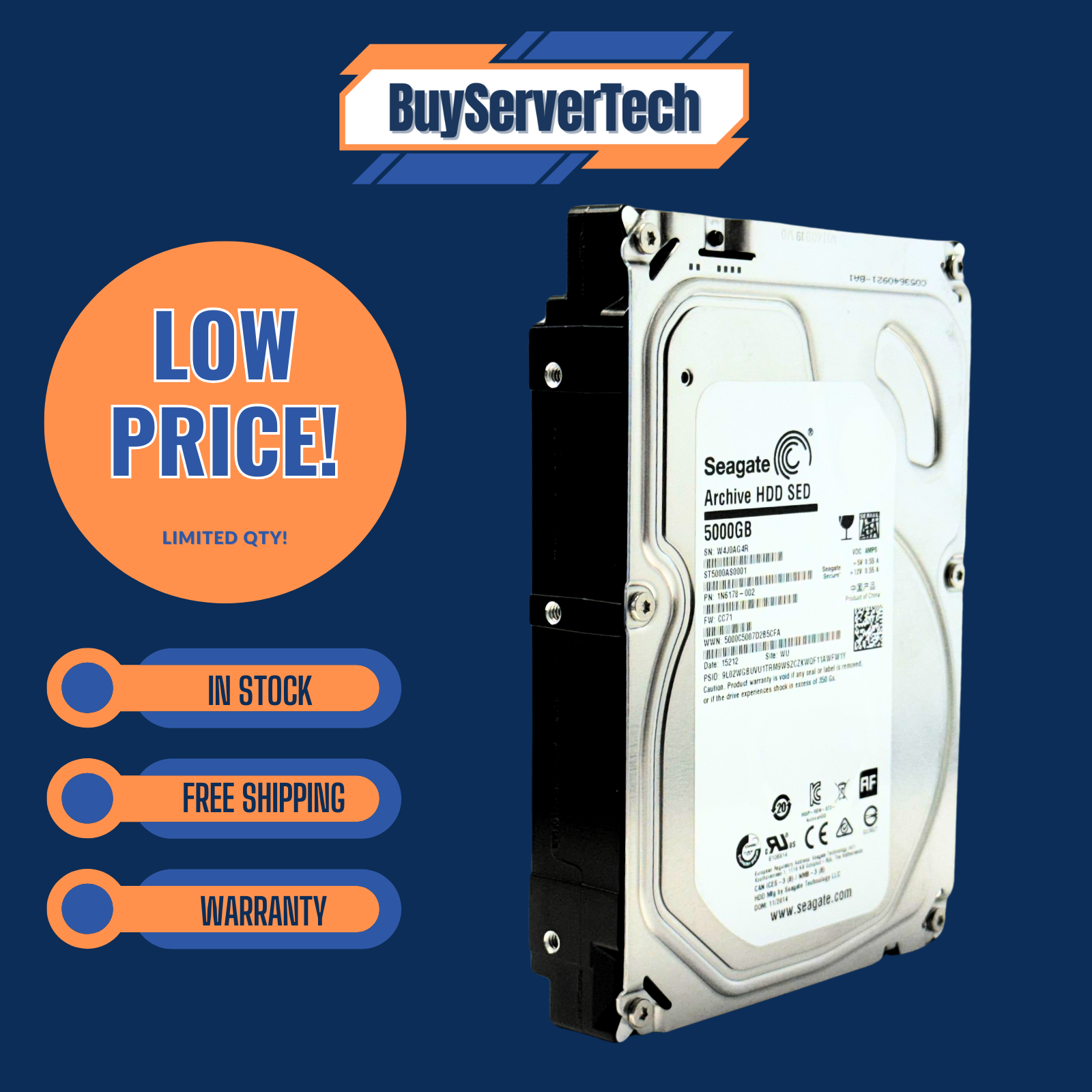 ST8000AS0002 Seagate Archive 8TB SATA 5.9K 6G 3.5