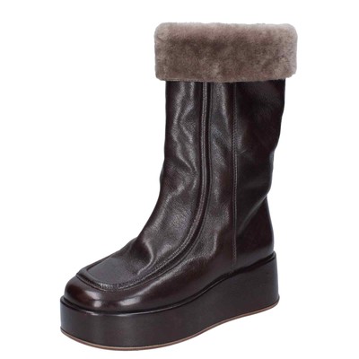 shoes women MOMA boots brown leather fur 1CW333 VINTAGE BD921