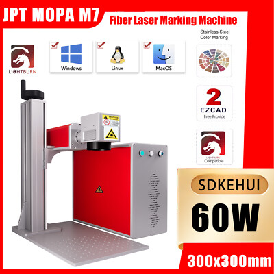 12'' x 12'' 60W JPT MOPA Fiber Laser Marking Machine Metal Engraving Cutter