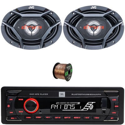 JBL 1-DIN Bluetooth FM SD/MP3 Receiver, 2x 6x9'' 500W Max Power 3-Way Speakers