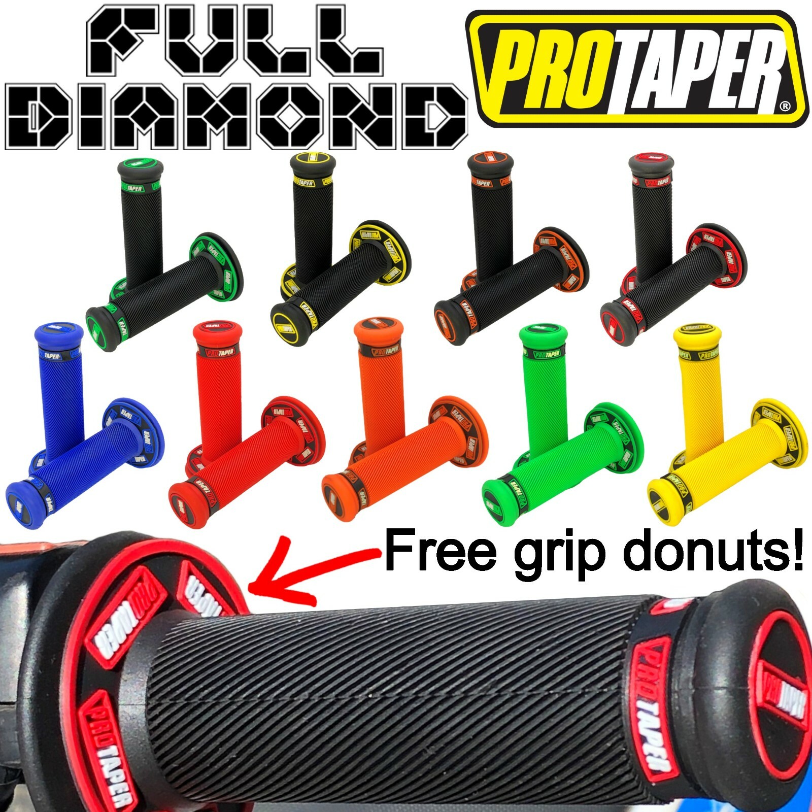 FULL DIAMOND Protaper Grips / Grip Donuts for Dirt Bike Motorcycle Pit